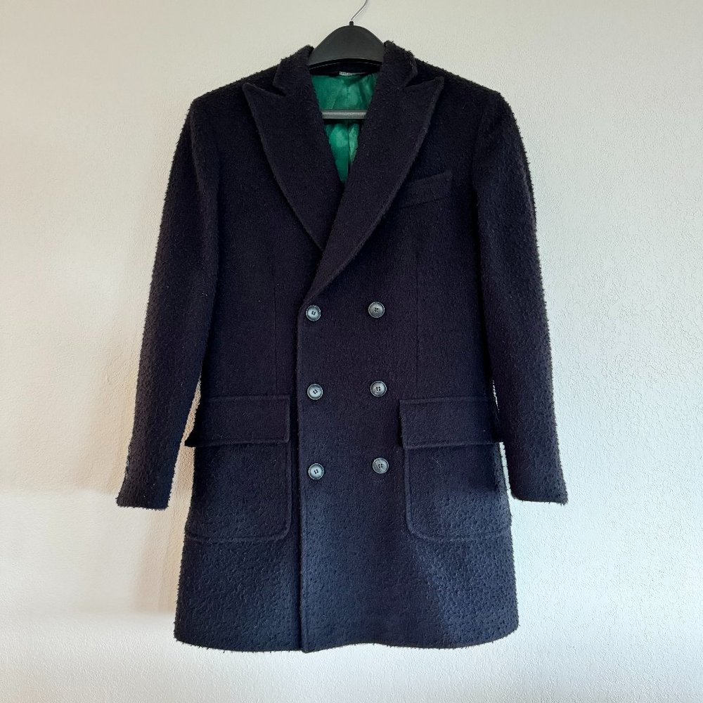 Men's Navy Coat By TACS Casentino Wool / Made in Italy (Size 46)